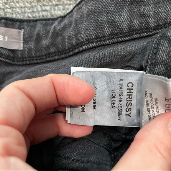 DL1961 Chrissy Ultra High Rise Skinny Black Denim Jeans Stud Embellished Sz 29 - Picture 11 of 11